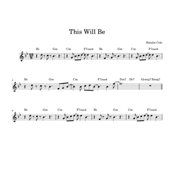 This Will Be - Natalie Cole ( Lead Sheet PDF )