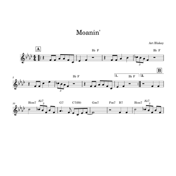 Moanin ' - Art Blakey ( Lead Sheet PDF )
